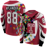 customized temple owls puzzle pieces red hoodie best selling