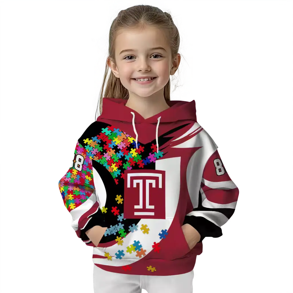 customized temple owls puzzle pieces red hoodie top rated customized temple owls puzzle pieces red hoodie top rated