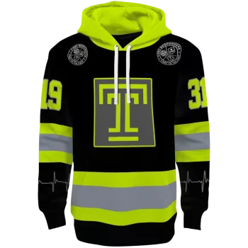 customized temple owls safety motif black neon green hoodie best selling