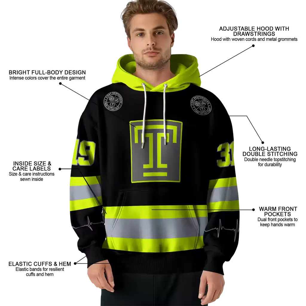 customized temple owls safety motif black neon green hoodie latest model customized temple owls safety motif black neon green hoodie latest model