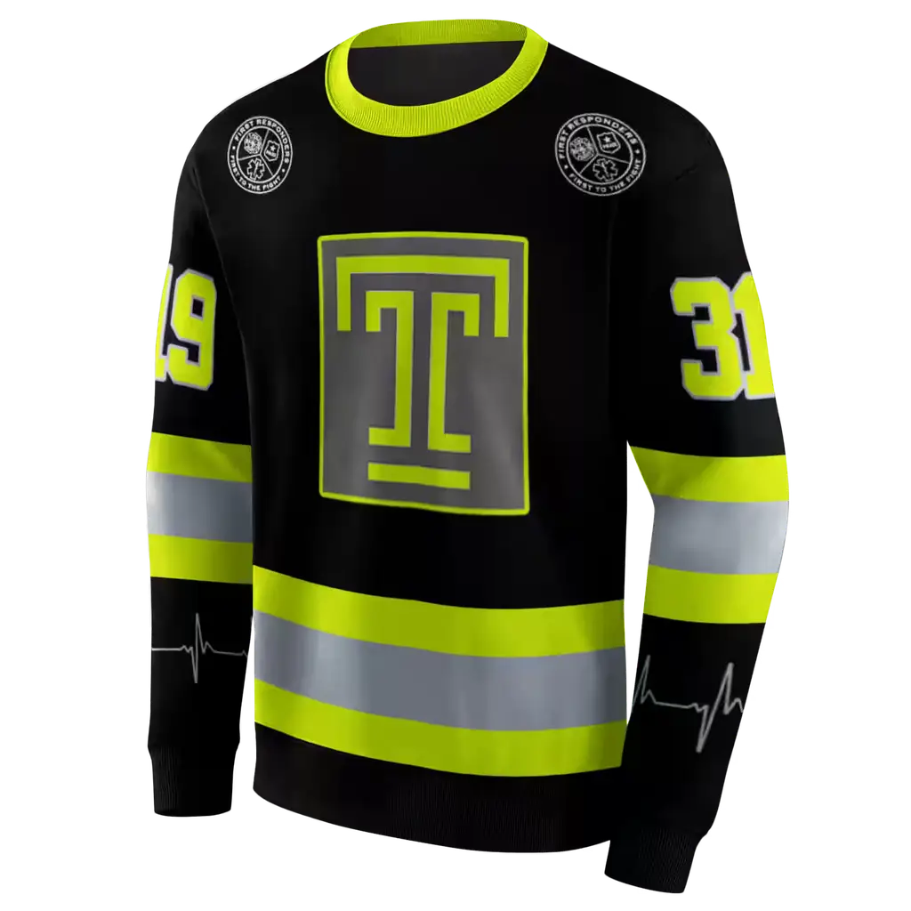 customized temple owls safety motif black neon green hoodie new arrival customized temple owls safety motif black neon green hoodie new arrival