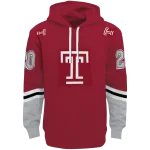 customized temple owls striped sleeves red hoodie best selling