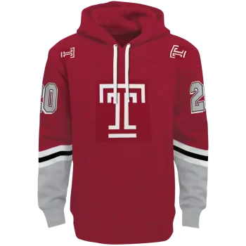 customized temple owls striped sleeves red hoodie best selling