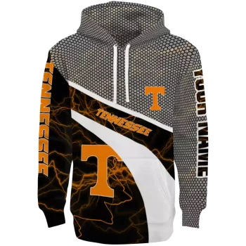 customized tennessee volunteers hexagonal mesh orange black gray hoodie best selling