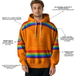 customized tennessee volunteers rainbow stripes orange hoodie best selling