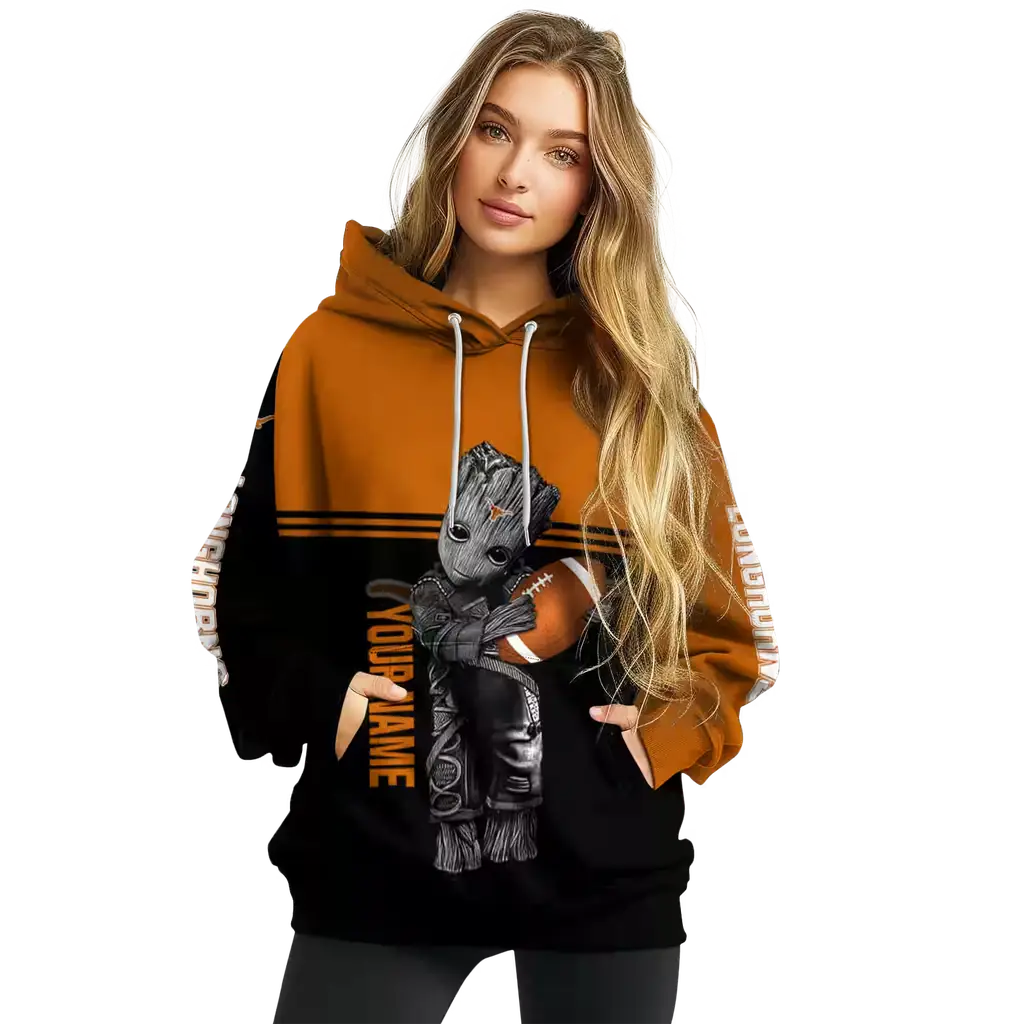 customized texas longhorns baby groot orange black hoodie high quality customized texas longhorns baby groot orange black hoodie high quality