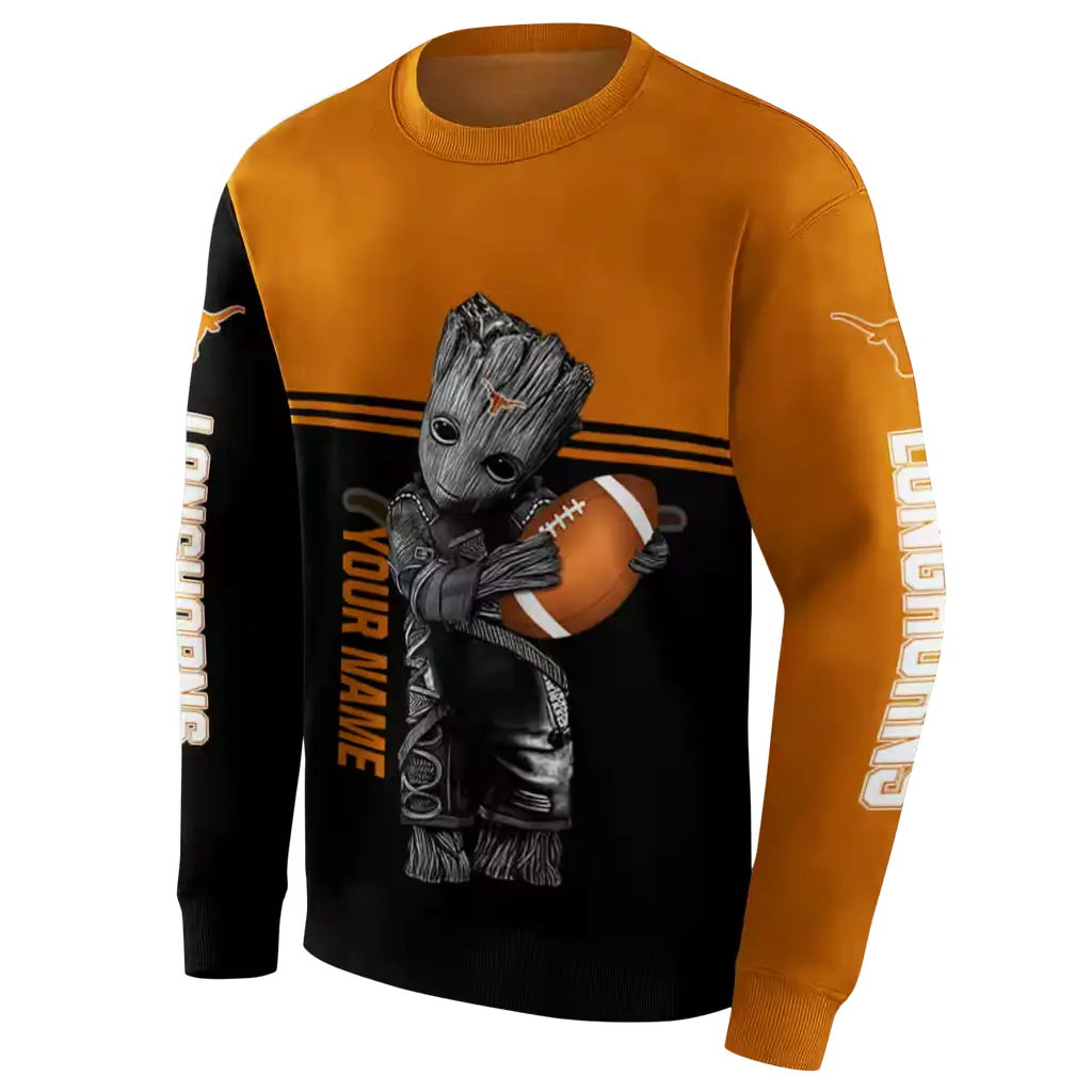customized texas longhorns baby groot orange black hoodie new arrival customized texas longhorns baby groot orange black hoodie new arrival