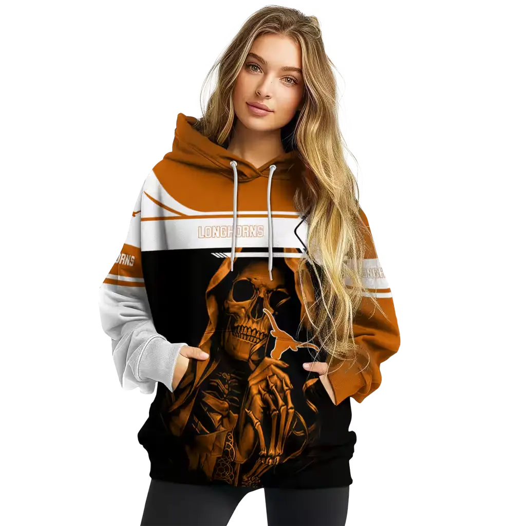 customized texas longhorns grim reaper orange black hoodie high quality customized texas longhorns grim reaper orange black hoodie high quality