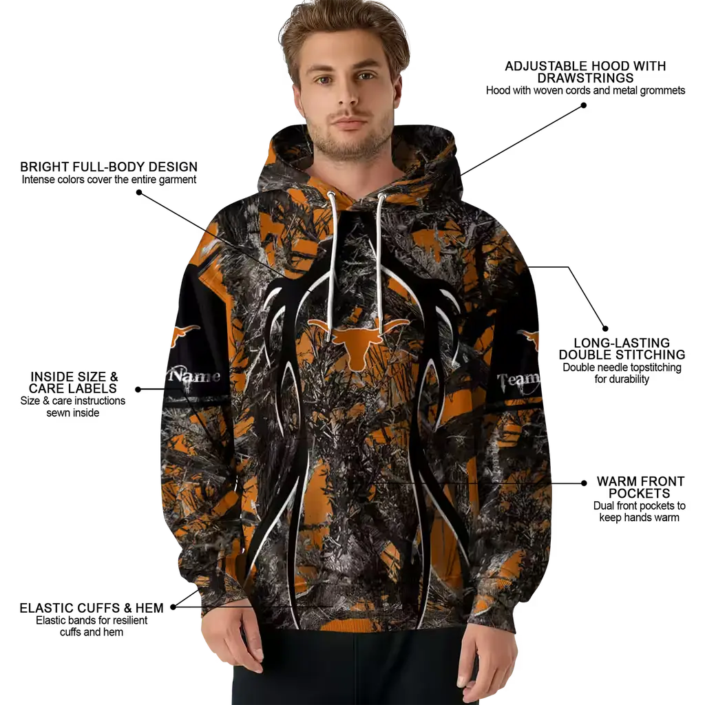 customized texas longhorns hunting theme orange black hoodie latest model customized texas longhorns hunting theme orange black hoodie latest model