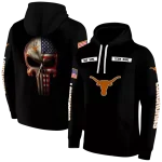 customized texas longhorns punisher skull black hoodie best selling