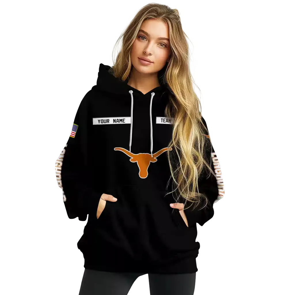 customized texas longhorns punisher skull black hoodie high quality customized texas longhorns punisher skull black hoodie high quality