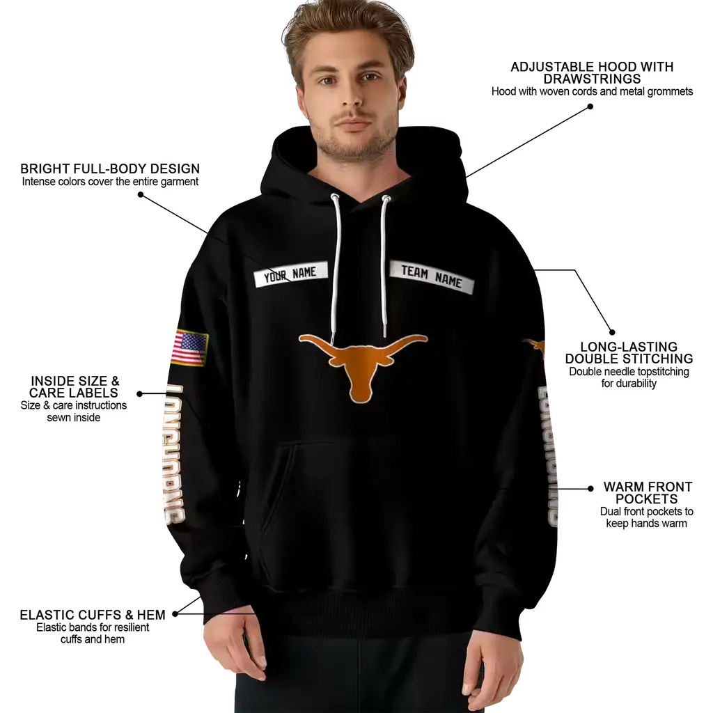 customized texas longhorns punisher skull black hoodie latest model customized texas longhorns punisher skull black hoodie latest model