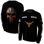 customized texas longhorns punisher skull black hoodie best selling