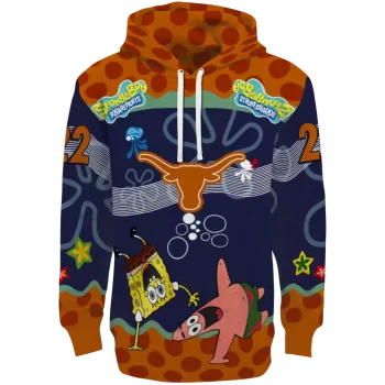 customized texas longhorns spongebob patrick star orange navy hoodie best selling