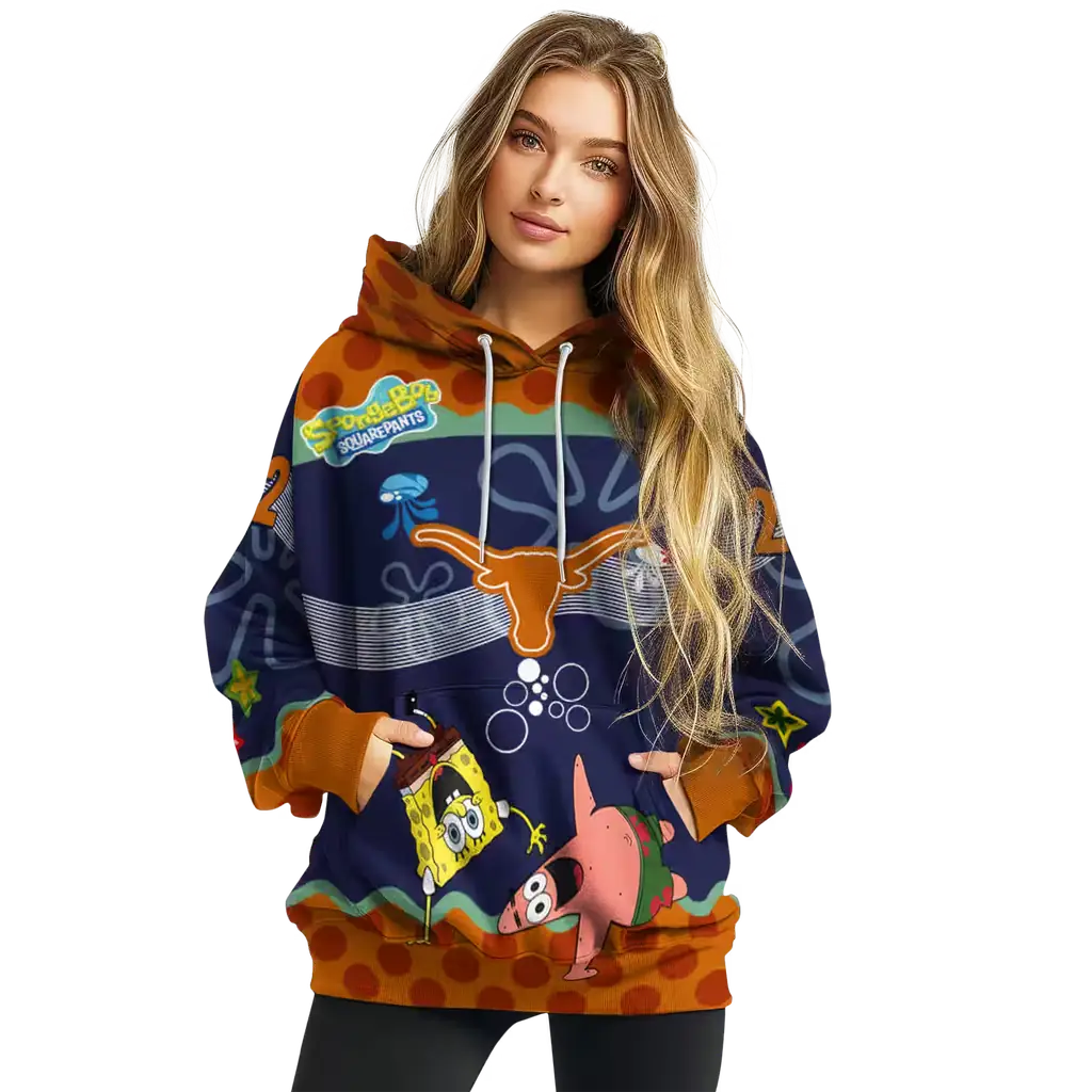 customized texas longhorns spongebob patrick star orange navy hoodie high quality customized texas longhorns spongebob patrick star orange navy hoodie high quality