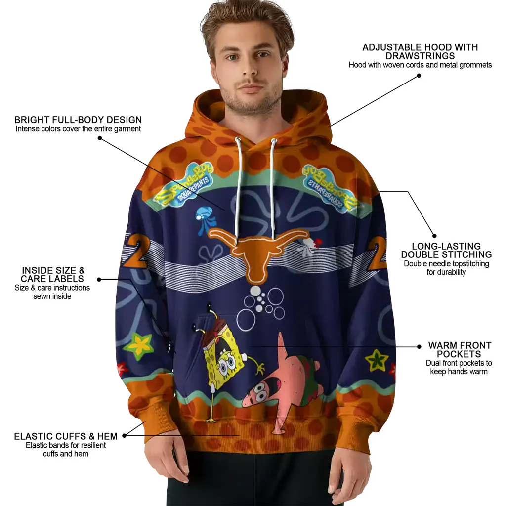 customized texas longhorns spongebob patrick star orange navy hoodie latest model customized texas longhorns spongebob patrick star orange navy hoodie latest model
