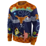 customized texas longhorns spongebob patrick star orange navy hoodie best selling