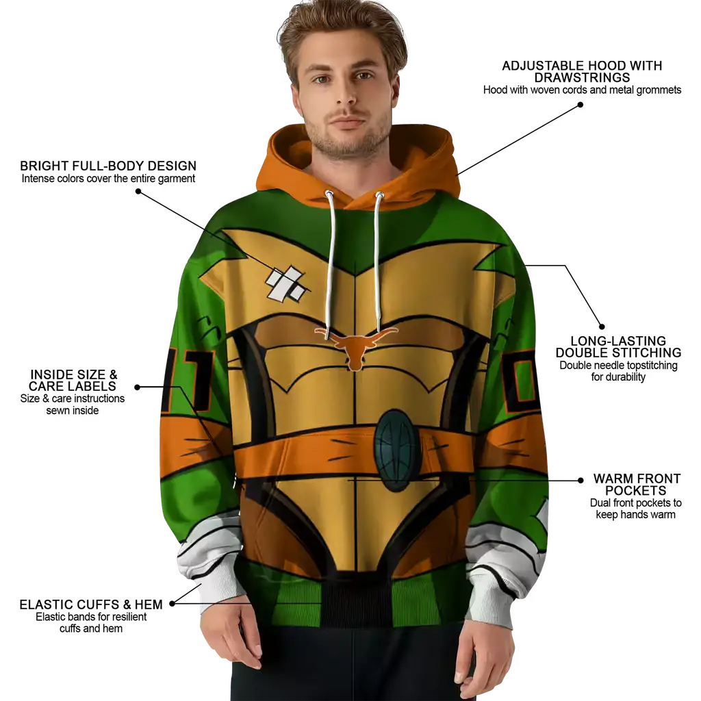 customized texas longhorns superhero armor orange green hoodie latest model customized texas longhorns superhero armor orange green hoodie latest model