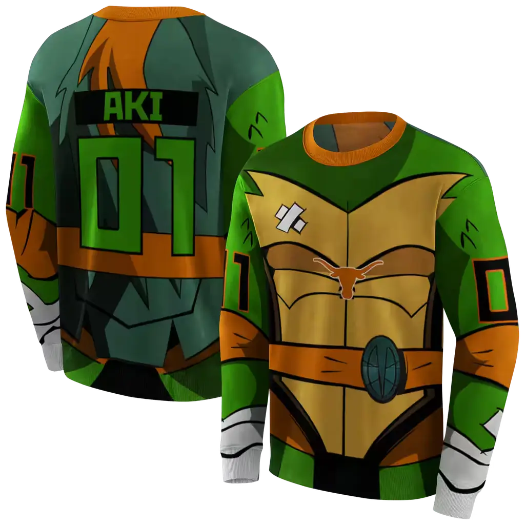 customized texas longhorns superhero armor orange green hoodie premium grade customized texas longhorns superhero armor orange green hoodie premium grade