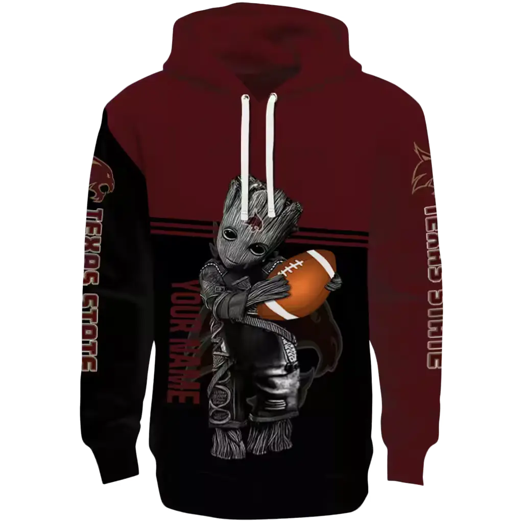 customized texas state bobcats baby groot maroon black hoodie best selling customized texas state bobcats baby groot maroon black hoodie best selling