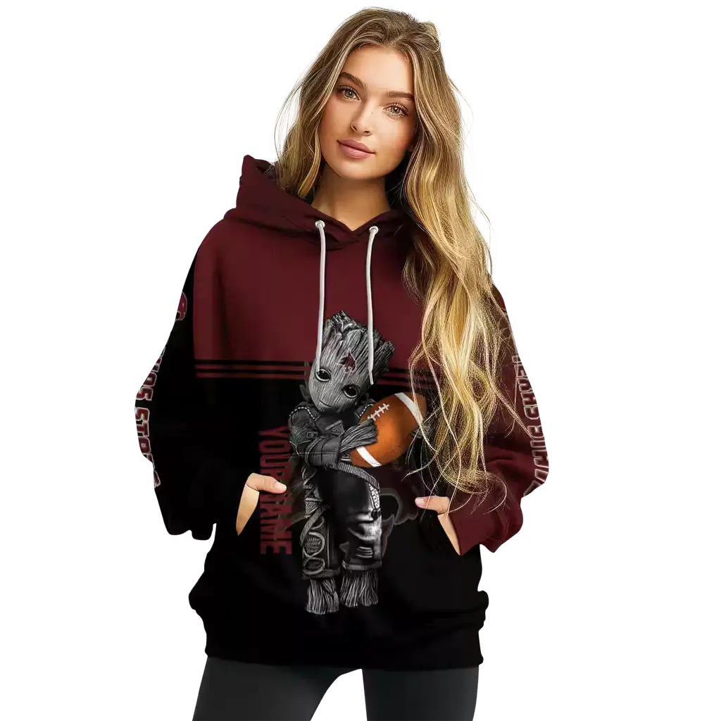customized texas state bobcats baby groot maroon black hoodie high quality customized texas state bobcats baby groot maroon black hoodie high quality