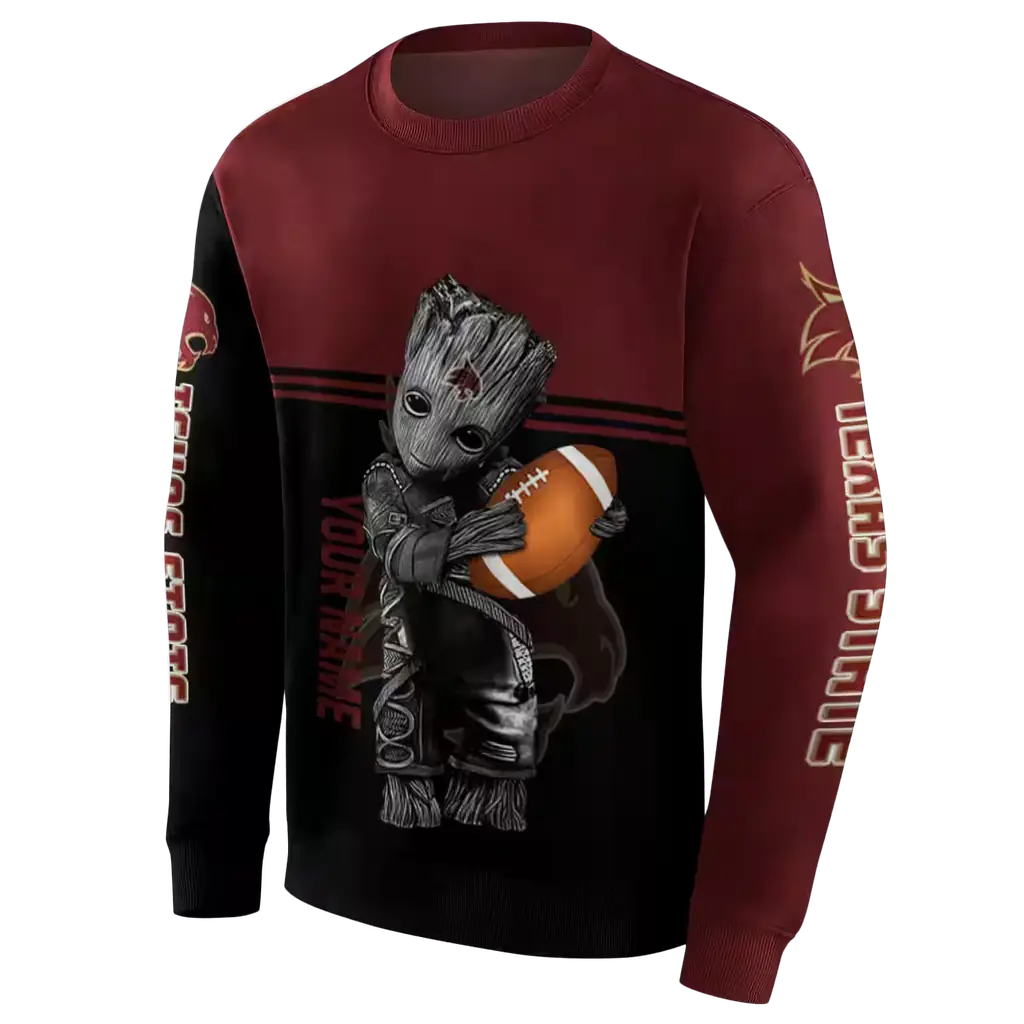 customized texas state bobcats baby groot maroon black hoodie new arrival customized texas state bobcats baby groot maroon black hoodie new arrival