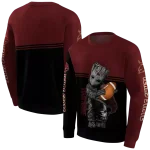 customized texas state bobcats baby groot maroon black hoodie best selling