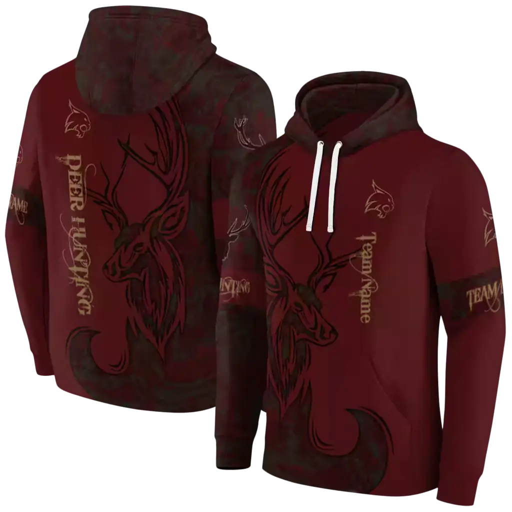 customized texas state bobcats deer silhouette maroon hoodie fashion forward customized texas state bobcats deer silhouette maroon hoodie fashion forward