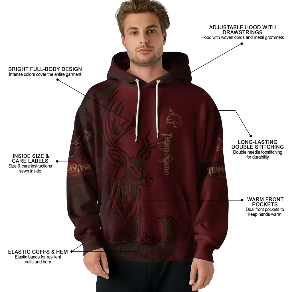 customized texas state bobcats deer silhouette maroon hoodie latest model customized texas state bobcats deer silhouette maroon hoodie latest model