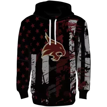 customized texas state bobcats distressed flag maroon black hoodie best selling