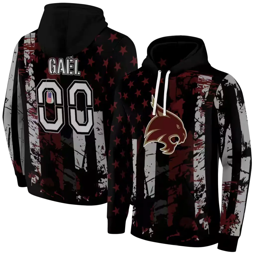 customized texas state bobcats distressed flag maroon black hoodie fashion forward customized texas state bobcats distressed flag maroon black hoodie fashion forward