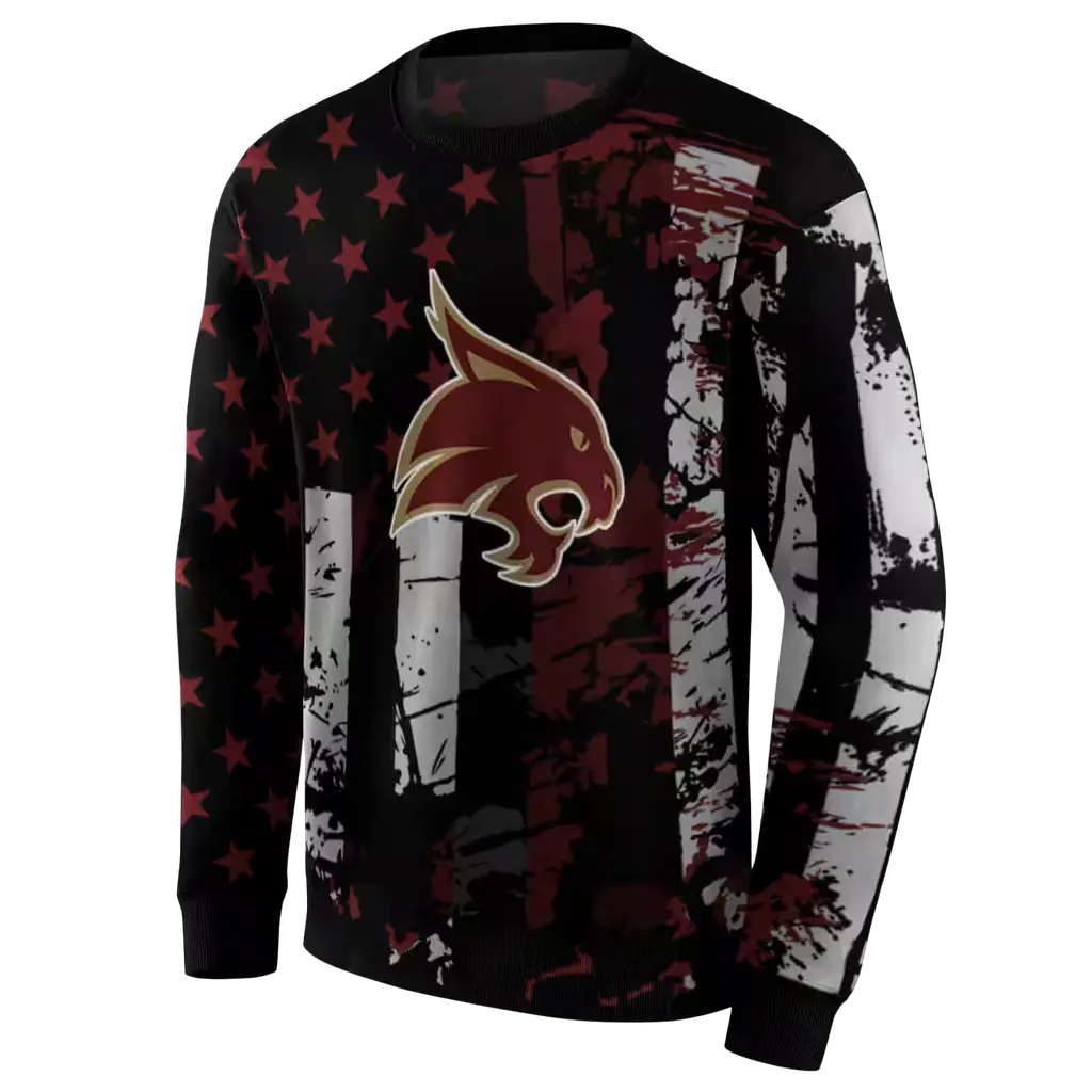 customized texas state bobcats distressed flag maroon black hoodie new arrival customized texas state bobcats distressed flag maroon black hoodie new arrival