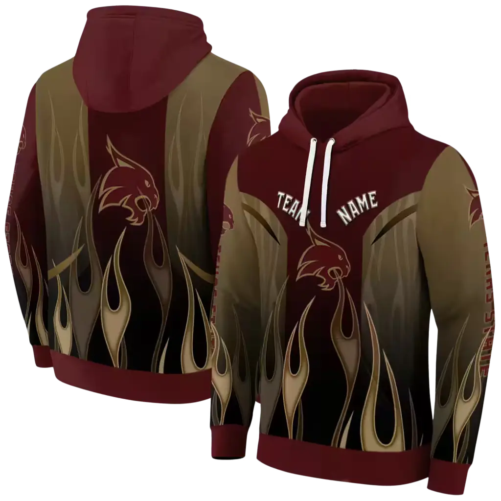 customized texas state bobcats flame design maroon hoodie fashion forward customized texas state bobcats flame design maroon hoodie fashion forward