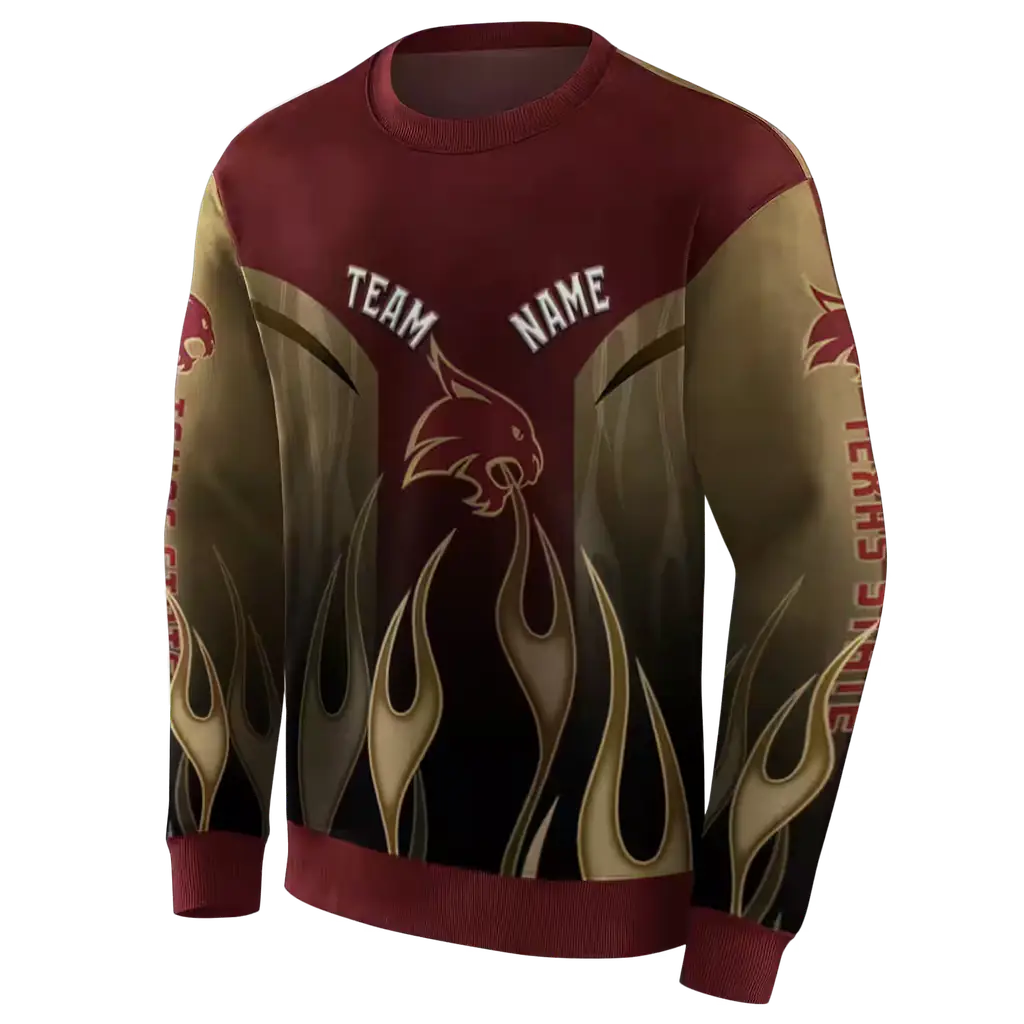 customized texas state bobcats flame design maroon hoodie new arrival customized texas state bobcats flame design maroon hoodie new arrival