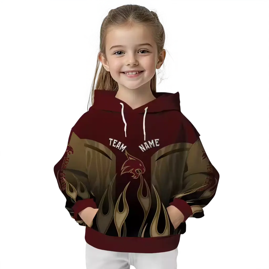 customized texas state bobcats flame design maroon hoodie top rated customized texas state bobcats flame design maroon hoodie top rated