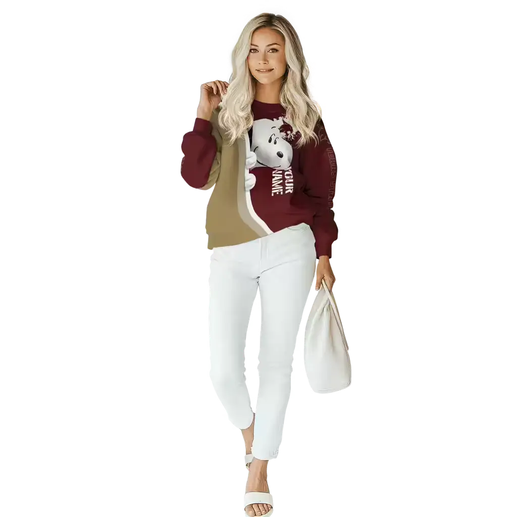 customized texas state bobcats peeking snoopy maroon hoodie trendy customized texas state bobcats peeking snoopy maroon hoodie trendy
