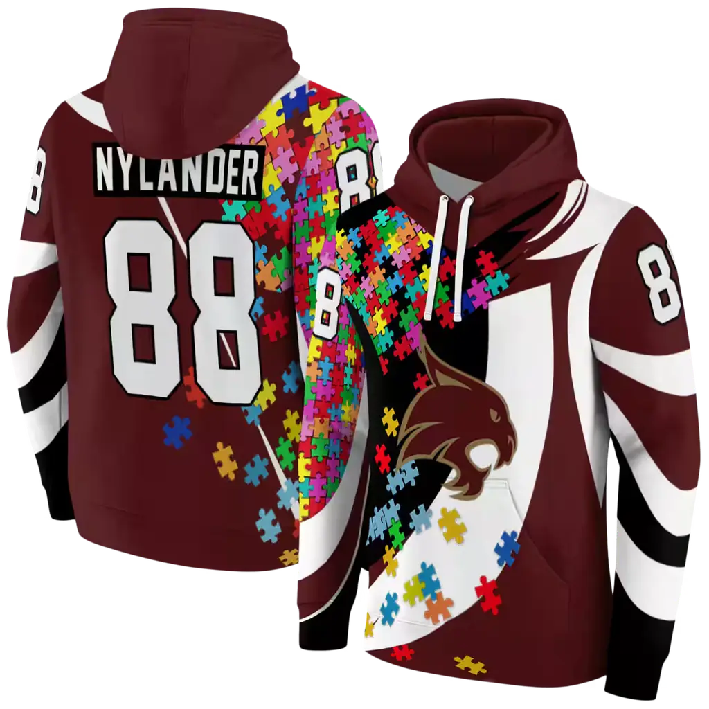 customized texas state bobcats puzzle pieces maroon hoodie fashion forward customized texas state bobcats puzzle pieces maroon hoodie fashion forward