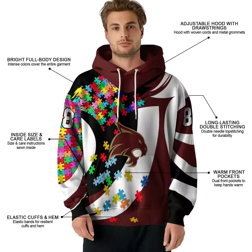 customized texas state bobcats puzzle pieces maroon hoodie latest model customized texas state bobcats puzzle pieces maroon hoodie latest model