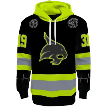 customized texas state bobcats safety motif black neon green hoodie best selling
