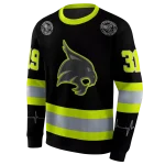 customized texas state bobcats safety motif black neon green hoodie best selling