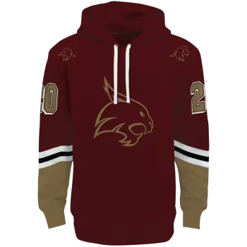 customized texas state bobcats striped sleeves maroon hoodie best selling