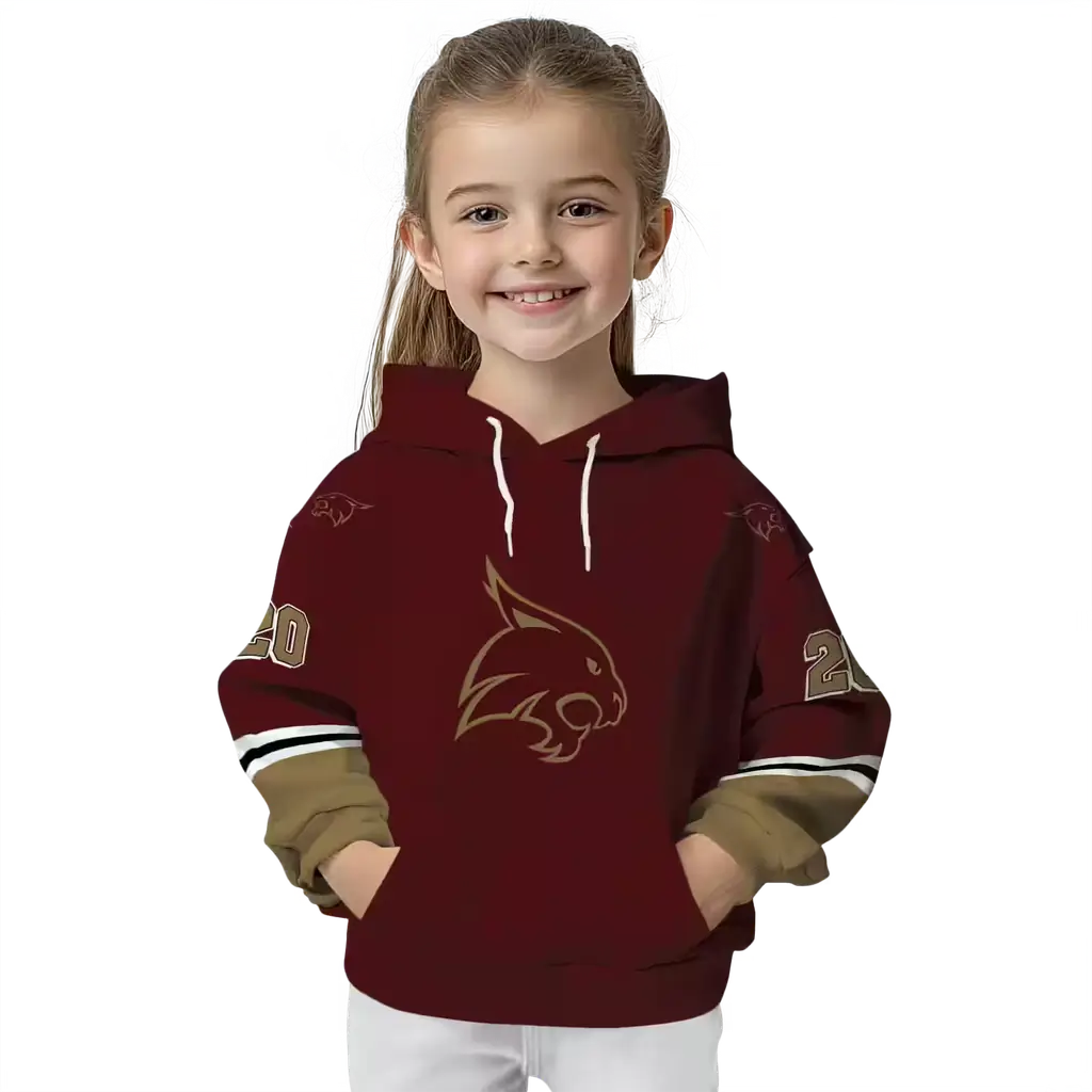 customized texas state bobcats striped sleeves maroon hoodie top rated customized texas state bobcats striped sleeves maroon hoodie top rated