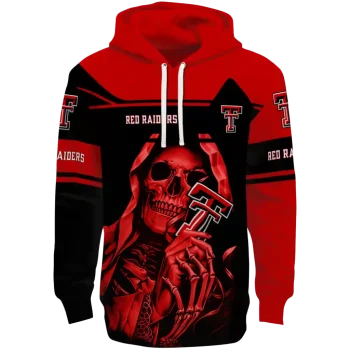 customized texas tech red raiders grim reaper red black hoodie best selling