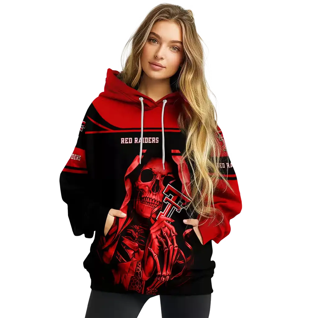 customized texas tech red raiders grim reaper red black hoodie high quality customized texas tech red raiders grim reaper red black hoodie high quality