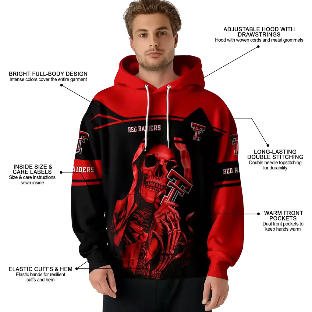 customized texas tech red raiders grim reaper red black hoodie latest model customized texas tech red raiders grim reaper red black hoodie latest model