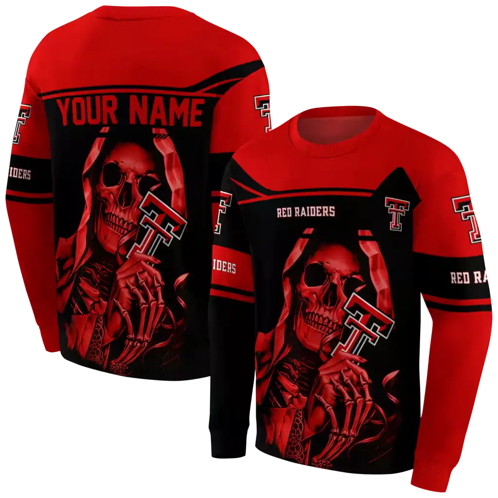 customized texas tech red raiders grim reaper red black hoodie premium grade customized texas tech red raiders grim reaper red black hoodie premium grade