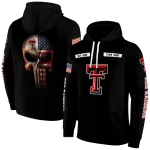 customized texas tech red raiders punisher skull black hoodie best selling