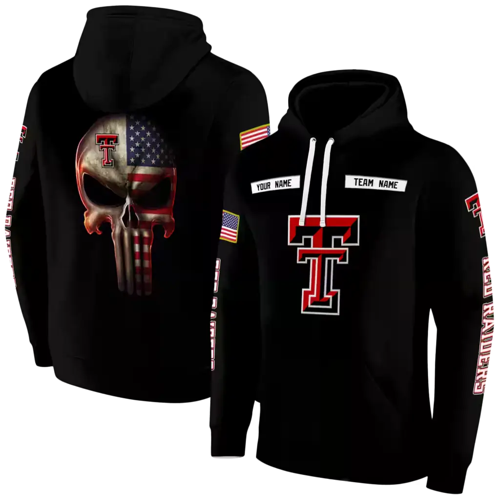 customized texas tech red raiders punisher skull black hoodie fashion forward customized texas tech red raiders punisher skull black hoodie fashion forward