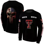 customized texas tech red raiders punisher skull black hoodie best selling