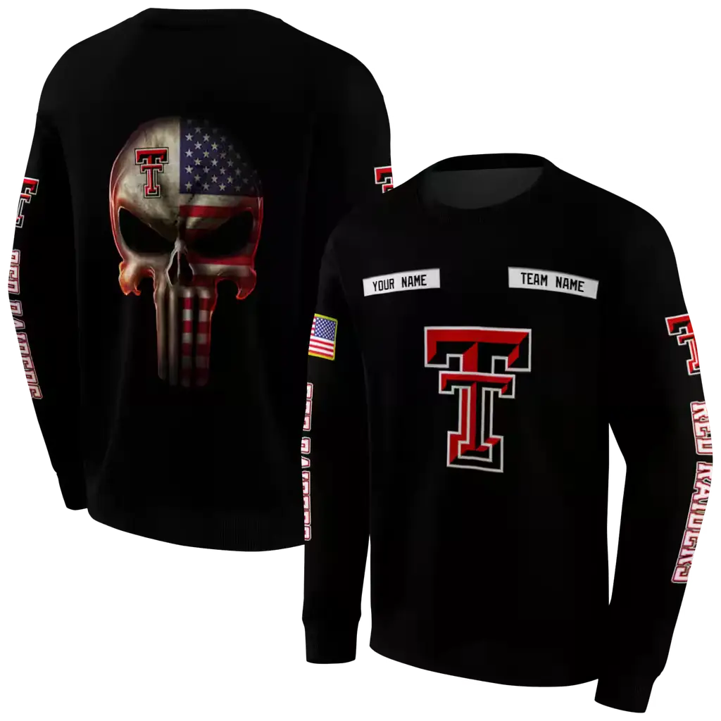 customized texas tech red raiders punisher skull black hoodie premium grade customized texas tech red raiders punisher skull black hoodie premium grade